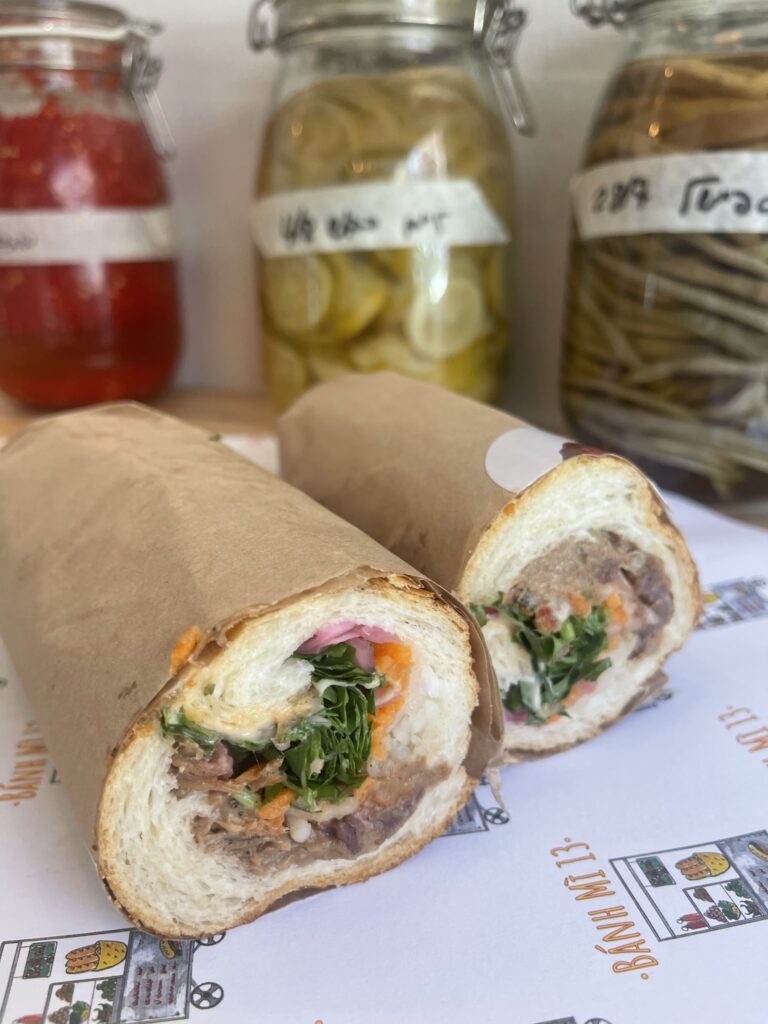 Vietnamese banh mi sandwich at Banh Mi restaurant near Levinsky Market Tel Aviv.