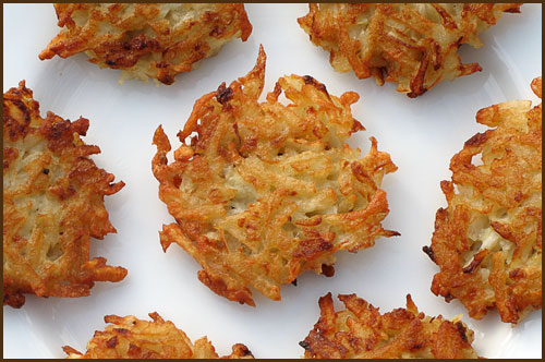 Golden crispy potato latkes